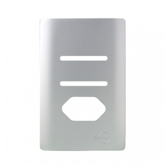 Placa p/ 2 Interruptores + tomada 4x2 - Novara Prata Placa p/ 2 Interruptores + tomada 4x2 - Novara Prata